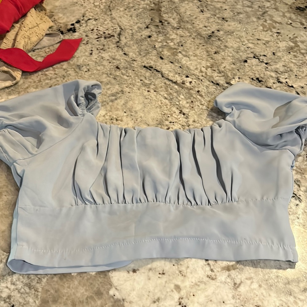blue crop top : shein size small